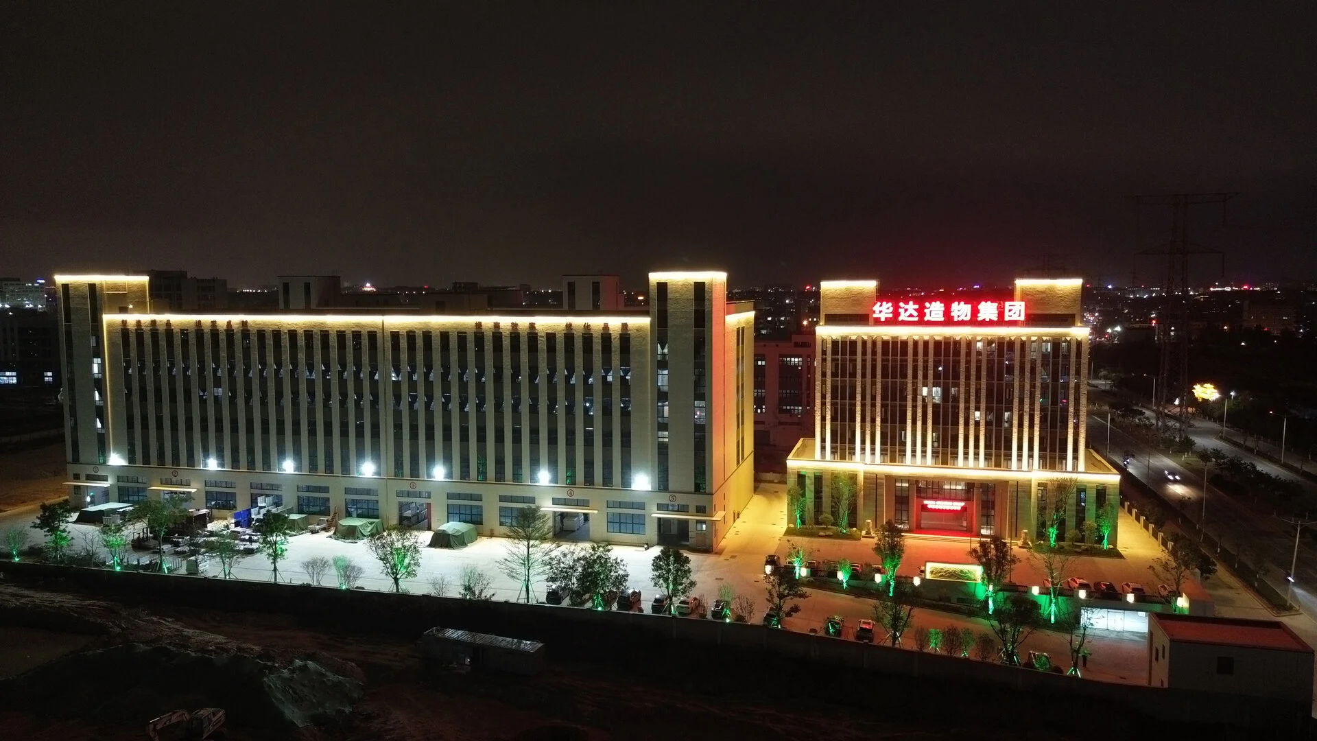 Textile factory production floor with fabric rolls